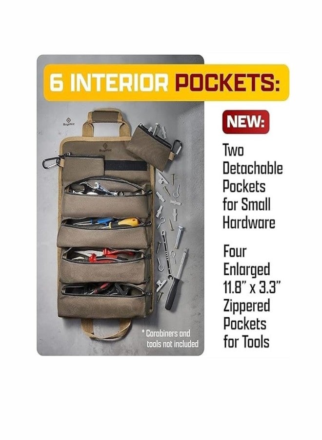 BUYOHLIC Heavy Duty Roll-Up Tool Bag - Water-Resistant, Multi-Purpose Organizer with Detachable Zipper Pouches for Technicians & Mechanics - Image 3